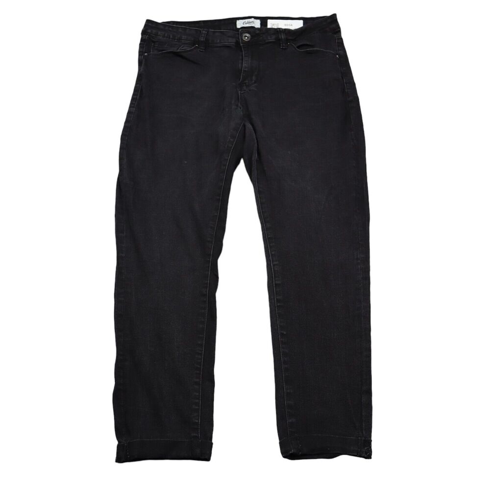 California Vintage Jeans Womens 16 Black Mid Rise Straight Leg Rolled Hem Pants